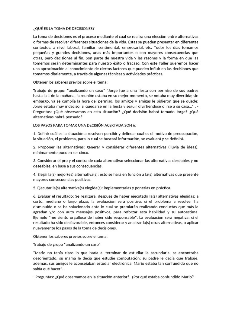 Claves para una Toma de Decisiones Efectiva | PDF | Toma de decisiones ...