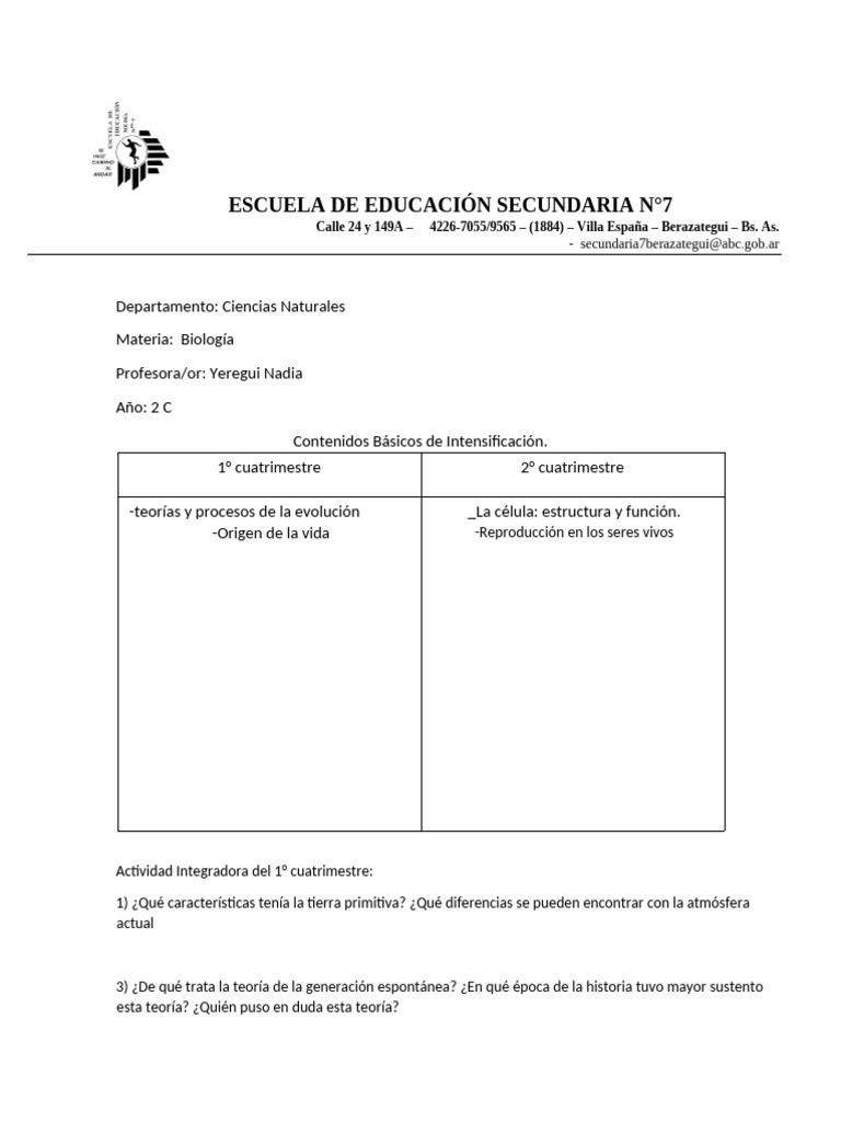 Contenidos Basico 2C | PDF