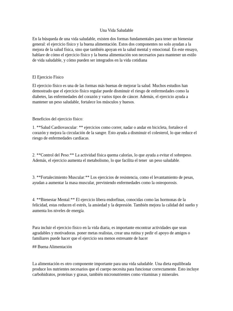 Una Vida Saludable | PDF | Alimentos | Dieta