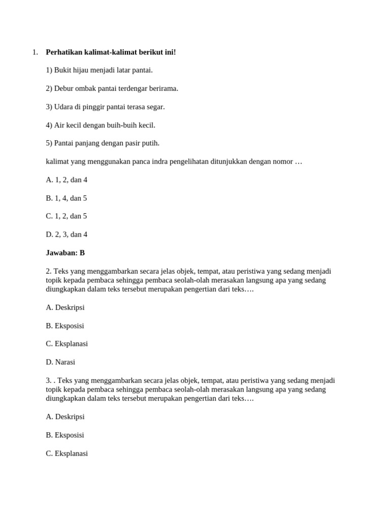 Kalimat Panca Indra di Pantai | PDF