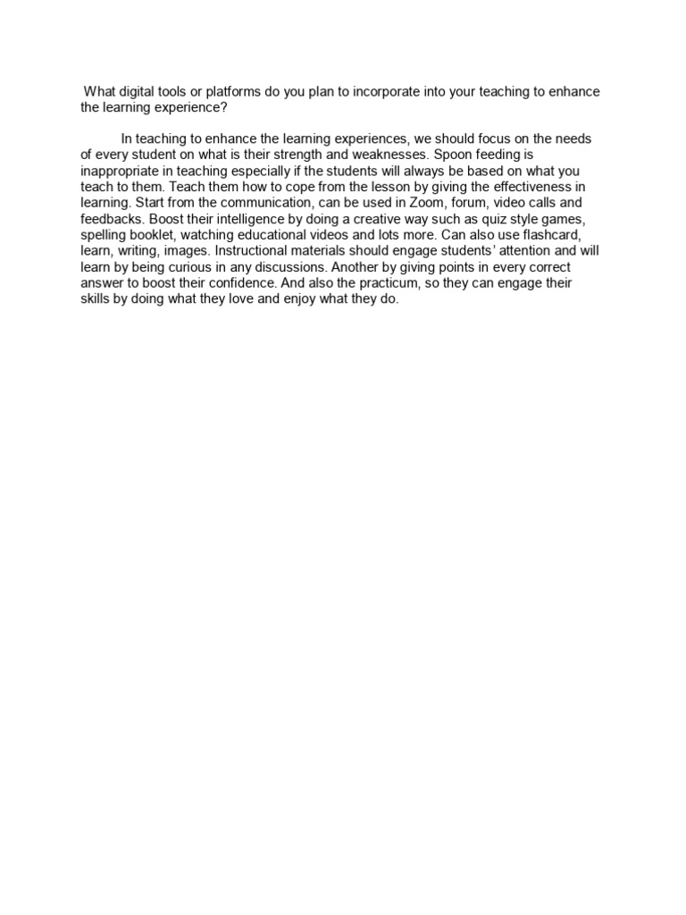 What Digital Tools or Platforms Do You Plan To Incorporate Into Your ...