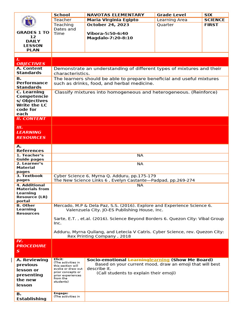 Dlp Template Pdf Mixture Homogeneity And Heterogeneity