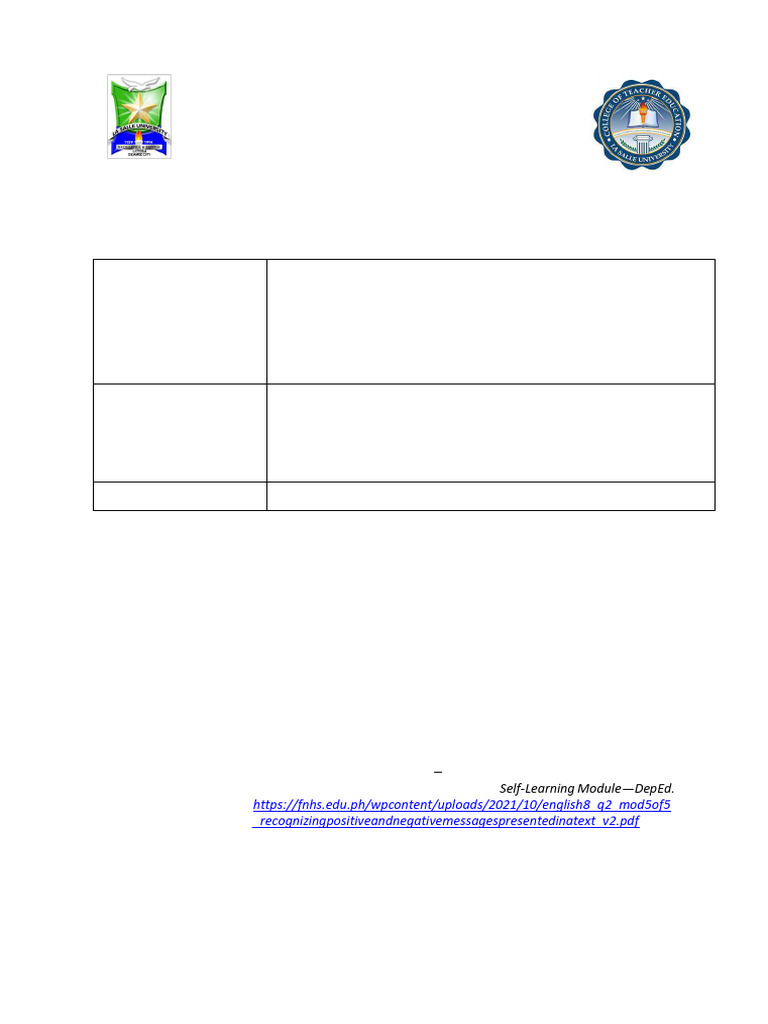 Recognizing Positive and Negative Messages | PDF | Communication ...