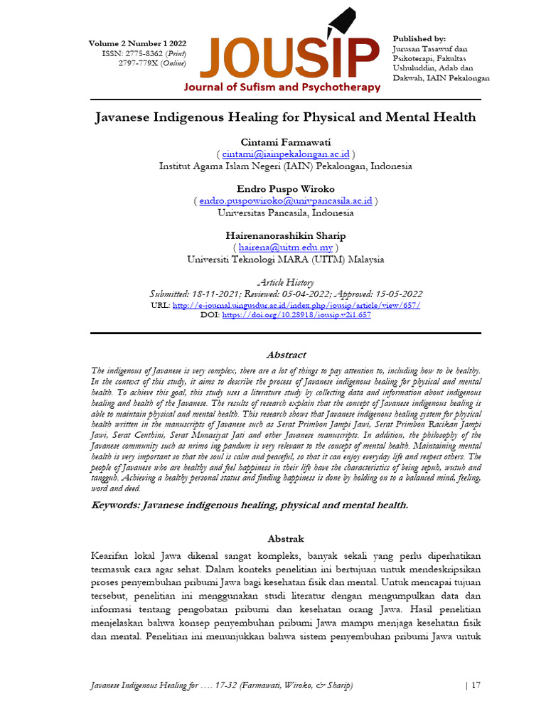 Javanese Healing for Mind and Body | PDF | Java | Feeling
