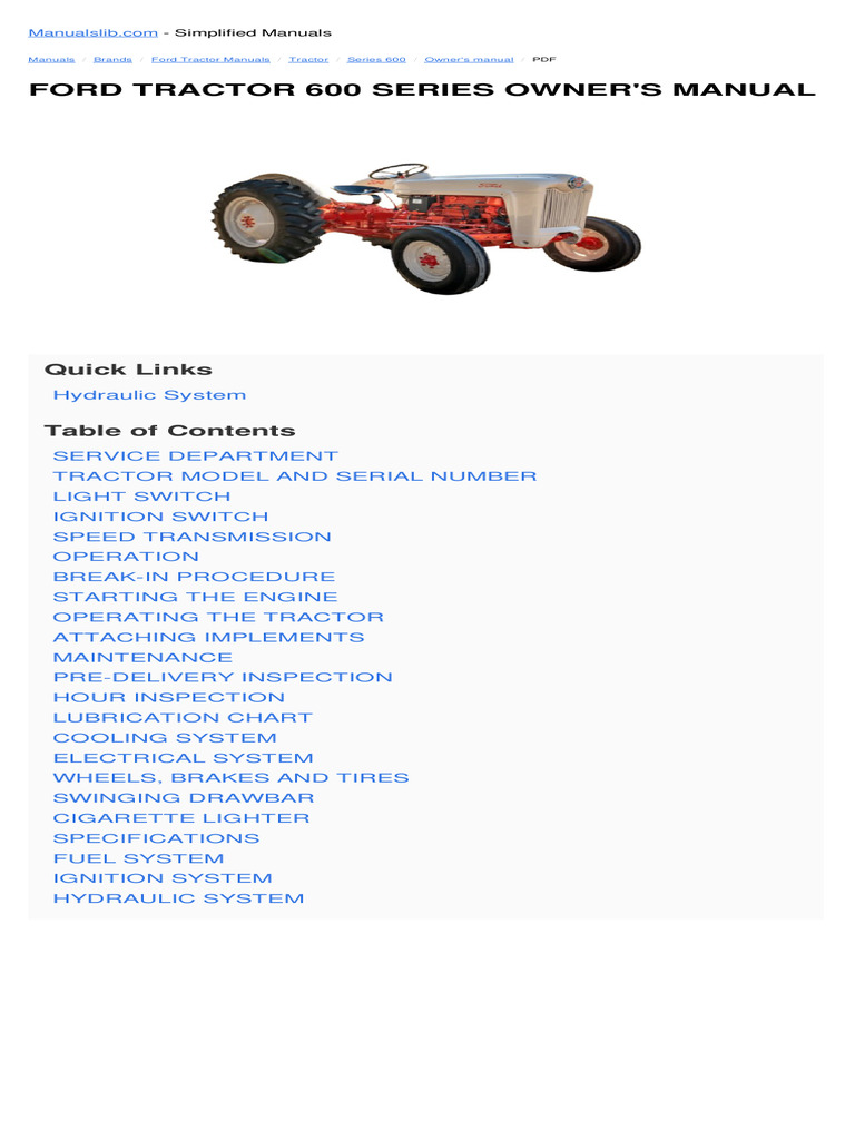 Ford Tractor 600 Series Owner's Manual | PDF | Tractor | Clutch