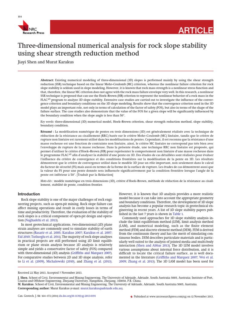 3D Rock Slope Stability Analysis Techniques | PDF | Strength Of ...
