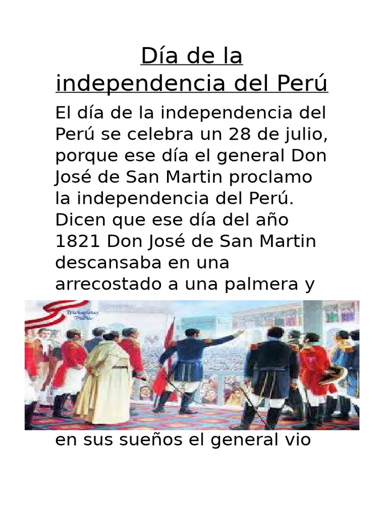 Día de la Independencia del Perú: 28 de julio | PDF