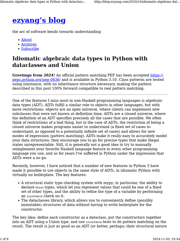Idiomatic Algebraic Data Types in Python With Dataclasses and Union ...