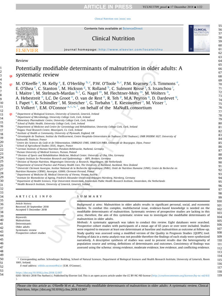J Clnu 2018 12 007 | PDF | Malnutrition | Nutrition