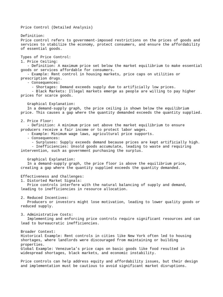 Price Control Analysis | PDF