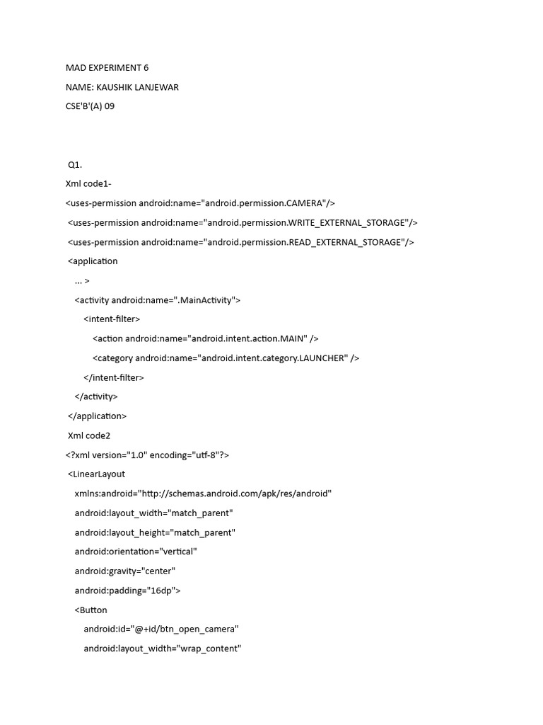 Mad Experiment 6 | PDF | Android (Operating System) | Software