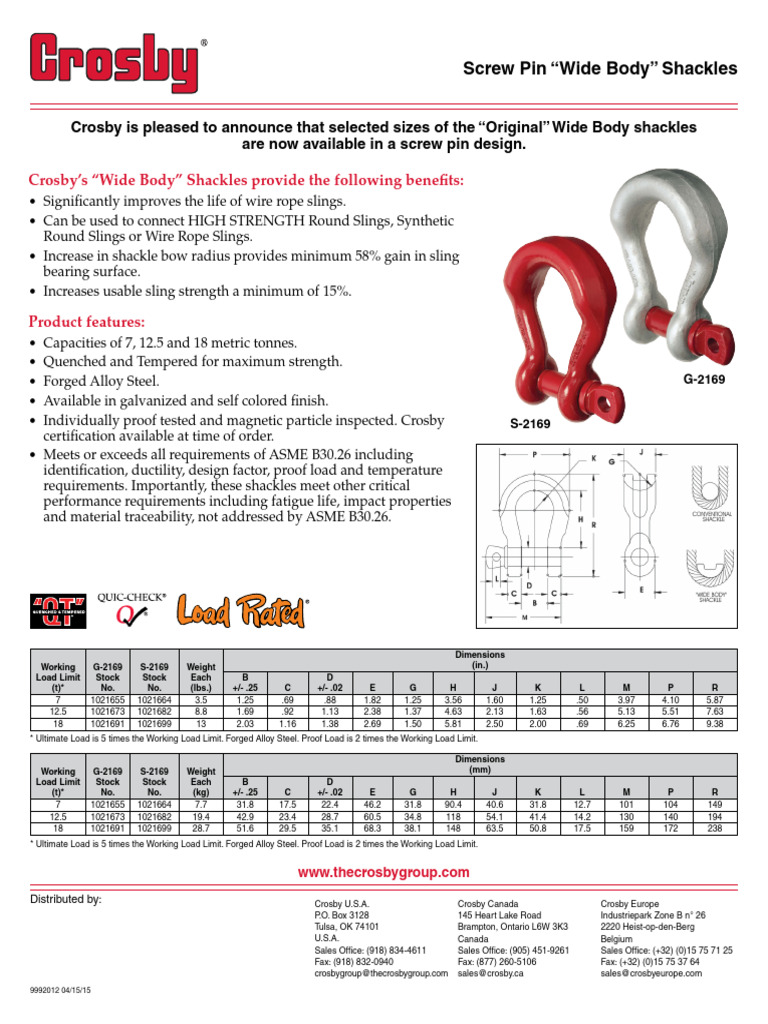 Screw Pin Wide Body Shackles Overview | PDF | Screw | Building Materials