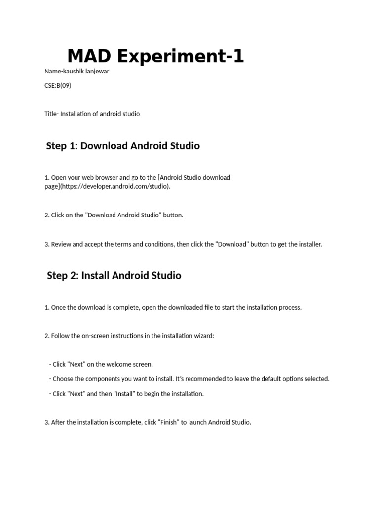 Kaushik Mad Exp-1 | PDF | Android (Operating System) | Smartphone