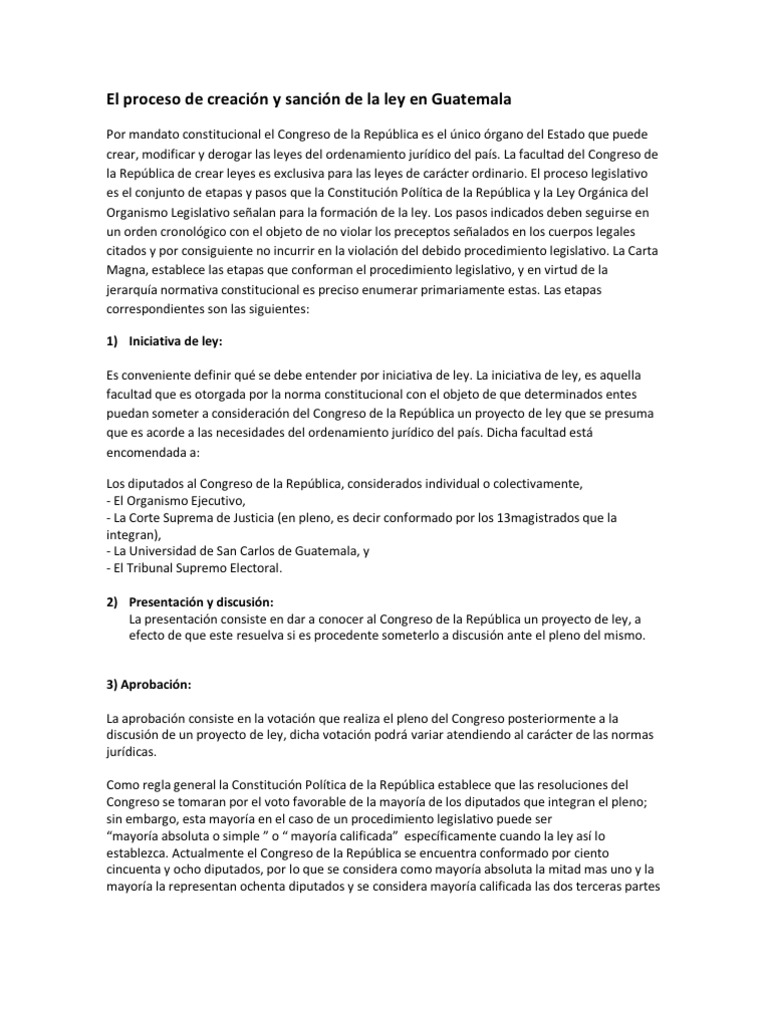 El Proceso de Creación de La Ley en Guatemala | PDF