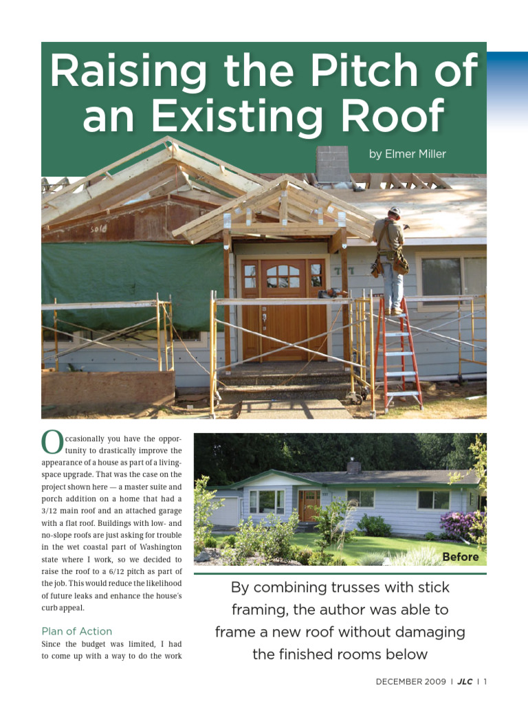 JLC Online Article PDF - Raising The Pitch of An Existing Roof | PDF ...