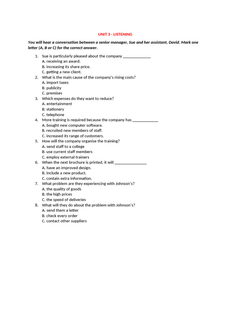Unit 3 Listening Pdf