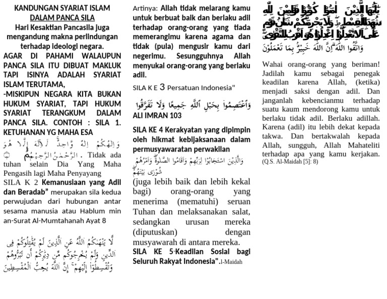 Kandungan Syariat Islam Dalam Panca Sila | PDF