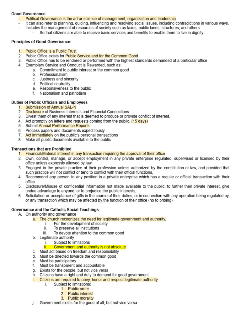 Principles of Good Governance Explained | PDF | Corruption | Freedom Of ...