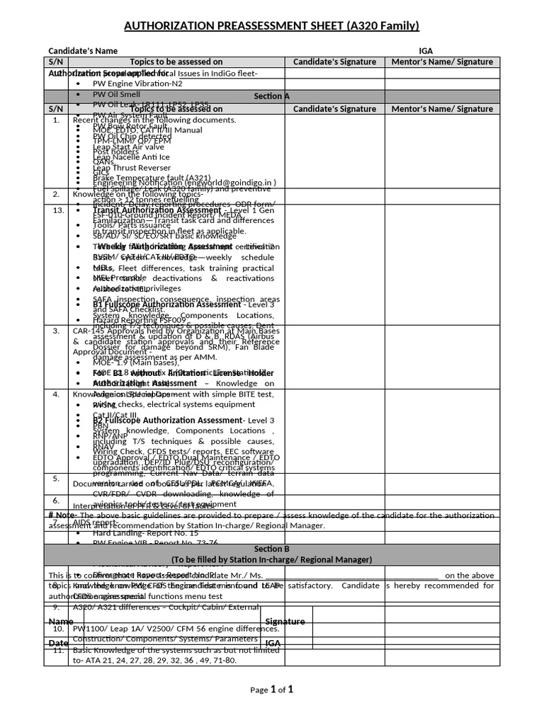 A320 Family Authorization Assessment Guide | PDF | Aviation | Aircraft