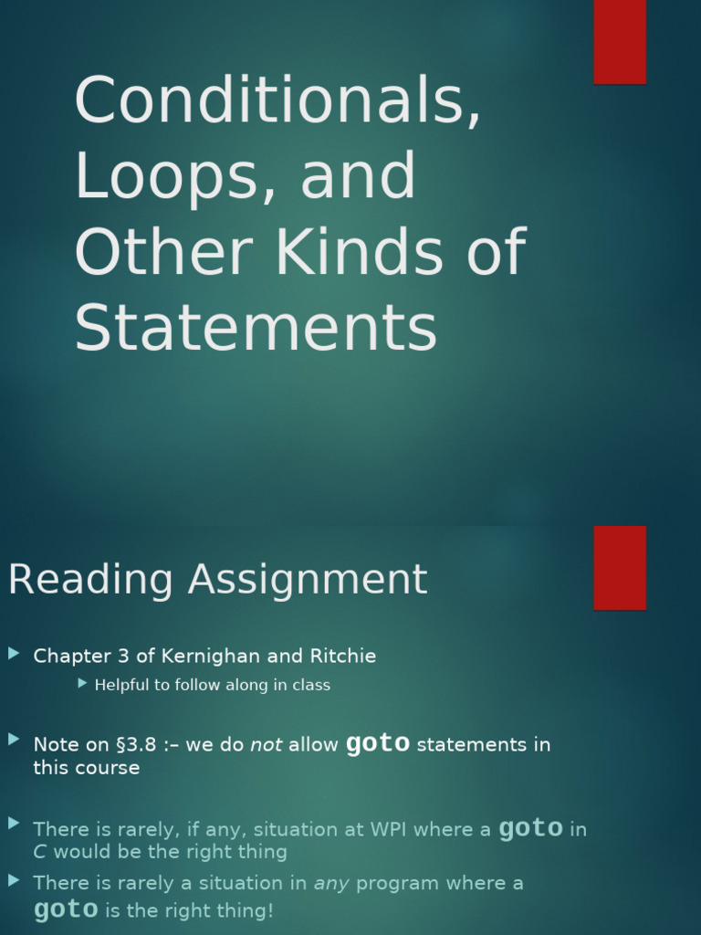 Week 2, Conditionals, Loops, and Other Statements | PDF | Control Flow ...