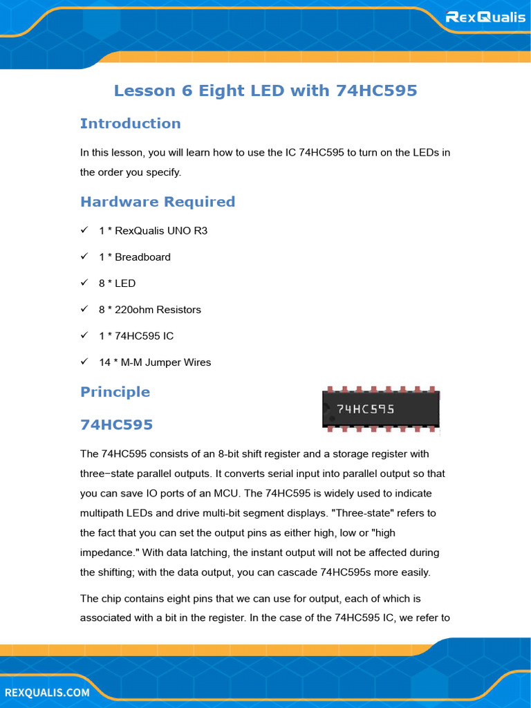 Control LEDs with 74HC595 and Arduino | PDF | Arduino | Electronic ...