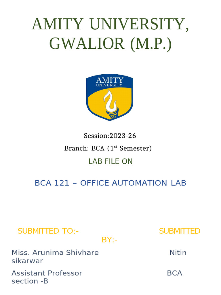 BCA Office Automation Lab File Guide | PDF | Microsoft Word | Page Layout