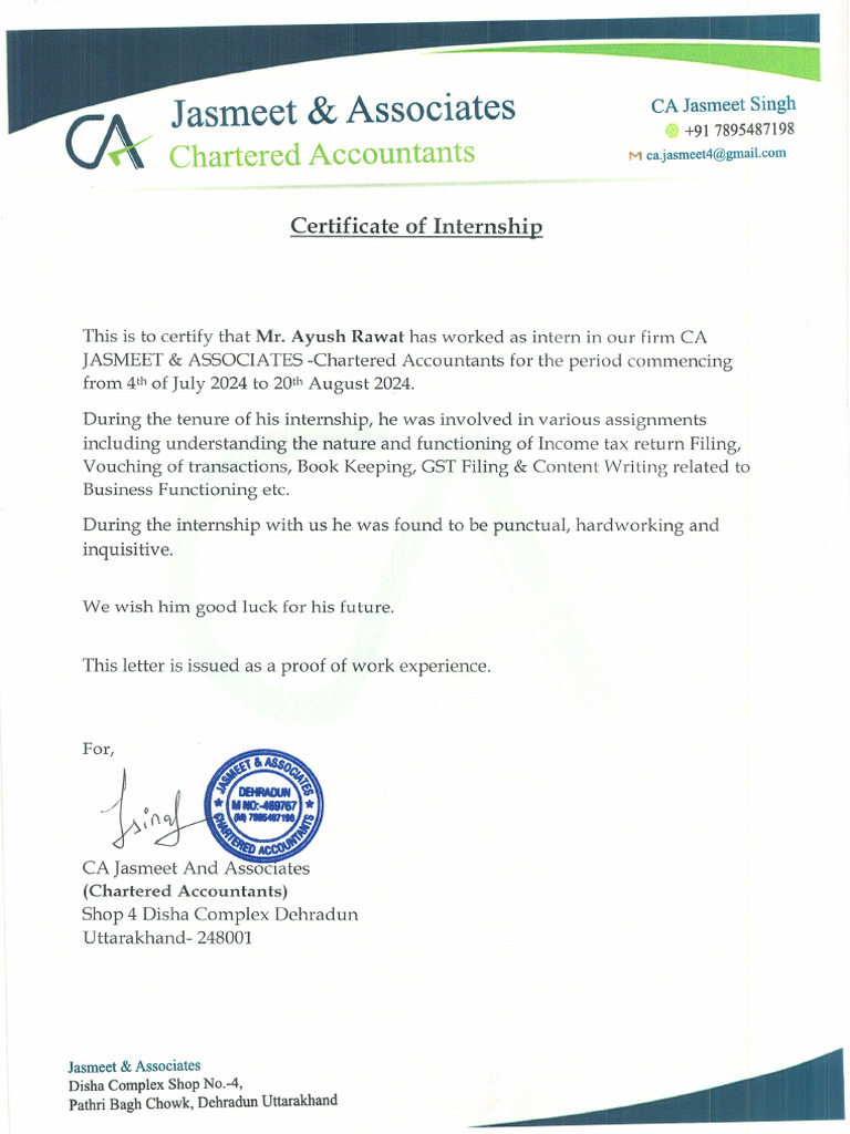 CA Internshipcertificate | PDF