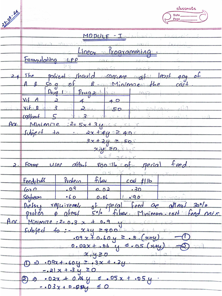 Simplex, Bigm, Two Phase, Dual, Graphical Methods, Probelm Formulation ...