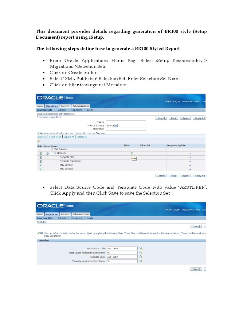 Generating BR100 Styled Reports in iSetup | PDF