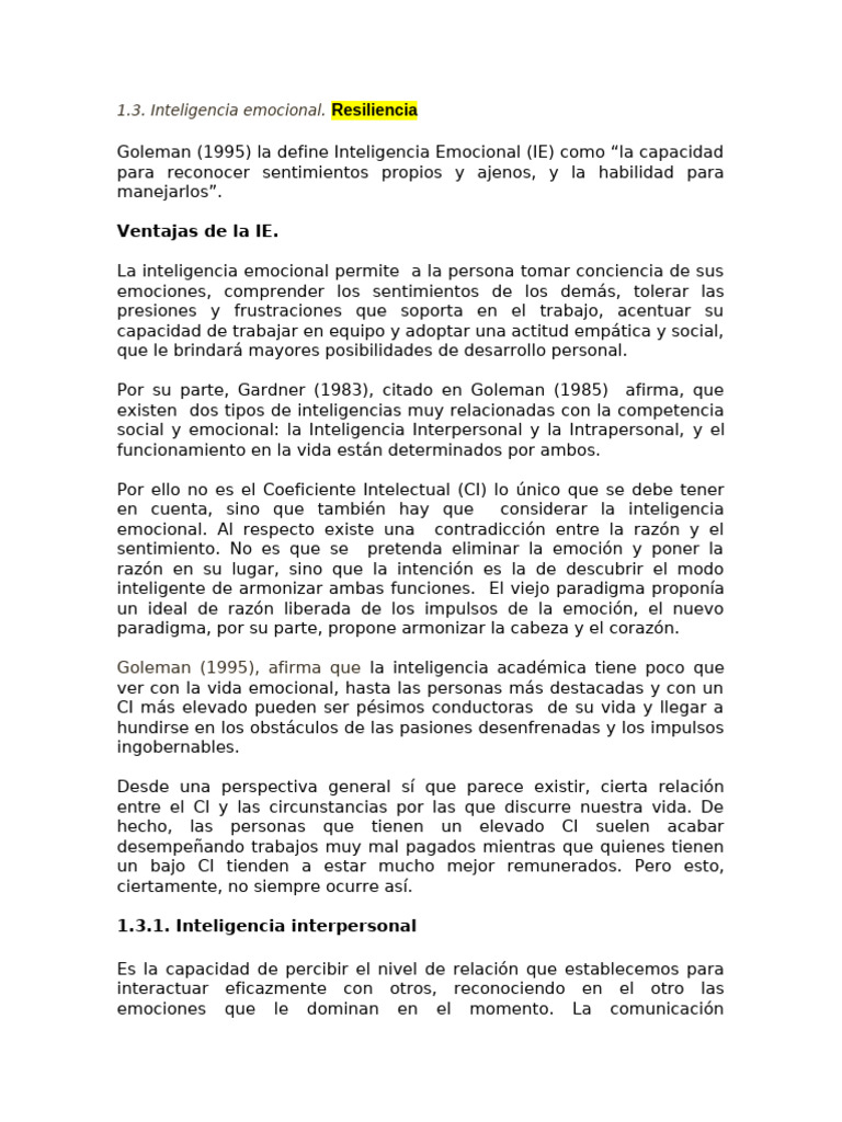 Inteligencia Emocional | PDF | Inteligencia emocional | Las emociones