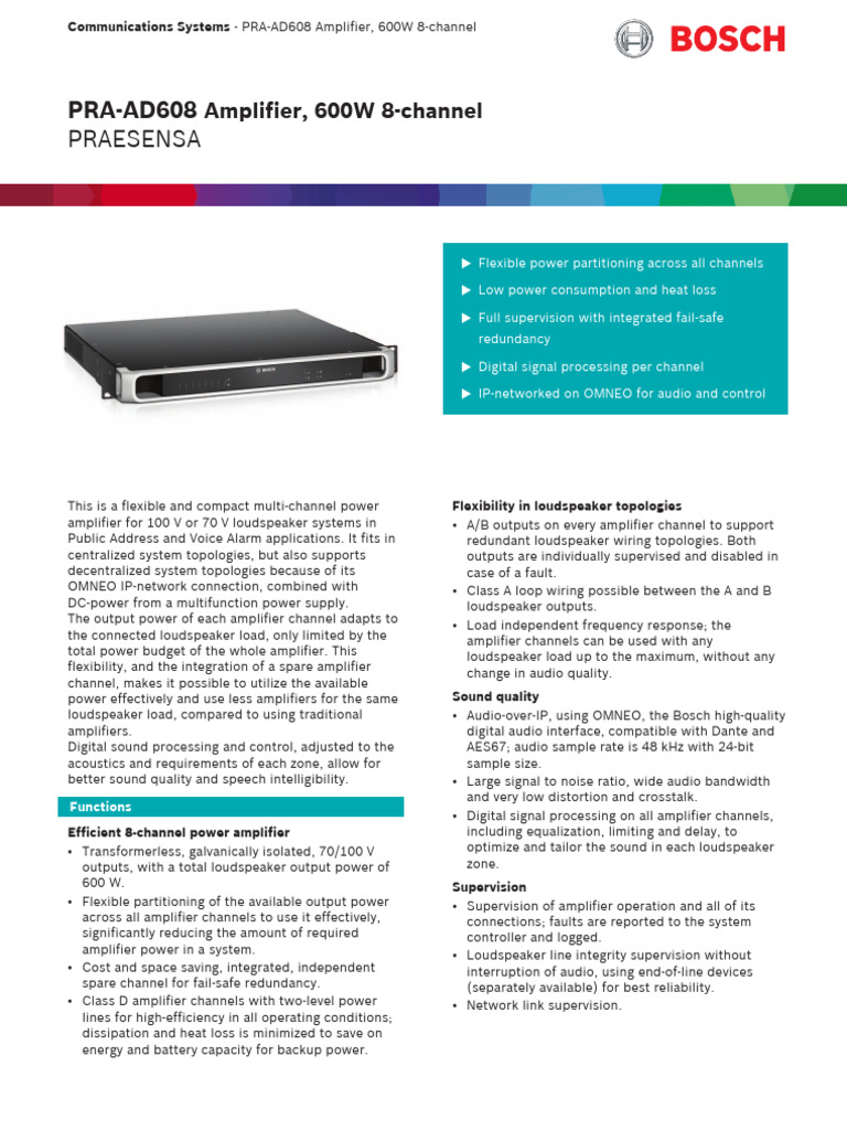 PRA-AD608 600W 8-Channel Amplifier | PDF | Amplifier | Loudspeaker