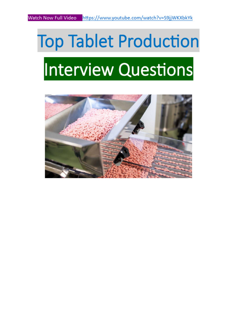 Key Tablet Production Interview Insights | PDF | Tablet (Pharmacy ...
