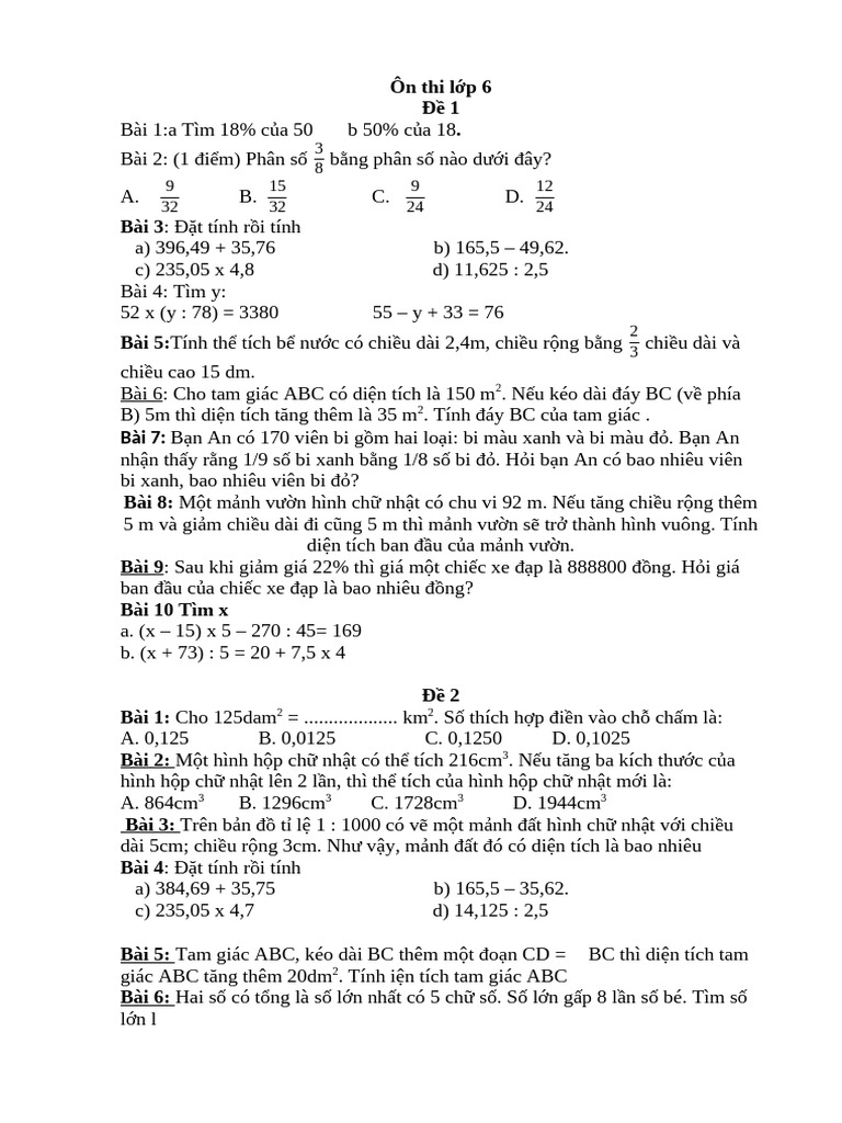Toán Ôn Thi L P 6 | PDF