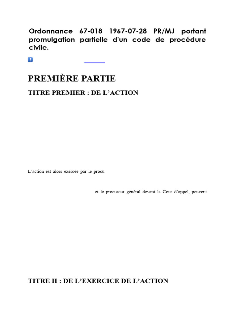 Promulgation du Code de Procédure Civile | PDF | Greffier | Compétence