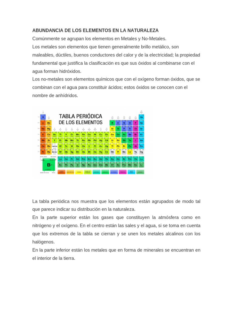 Abundancia de Los Elementos en La Naturaleza | PDF