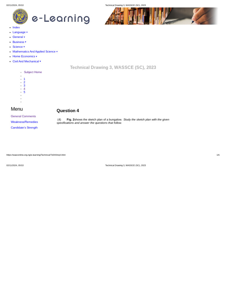 Technical Drawing 3, WASSCE (SC), 2023 | PDF | Framing (Construction ...