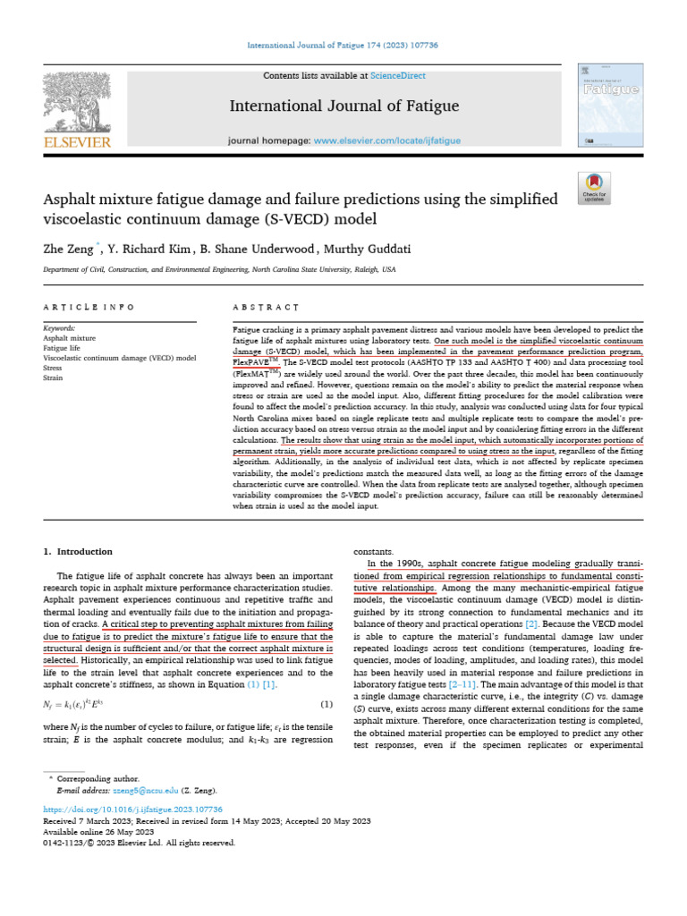 Zeng - 2023 - Asphalt Mixture Fatigue Damage and Failure Predict | PDF ...