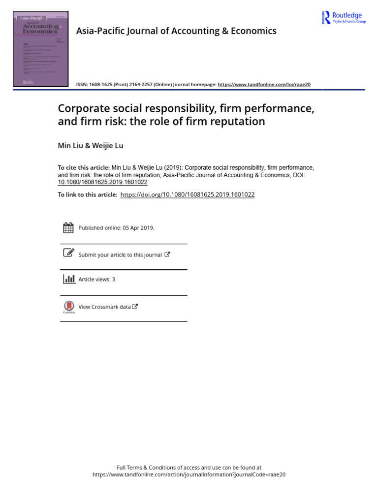CSR, Reputation, and Firm Performance | PDF | Corporate Social ...