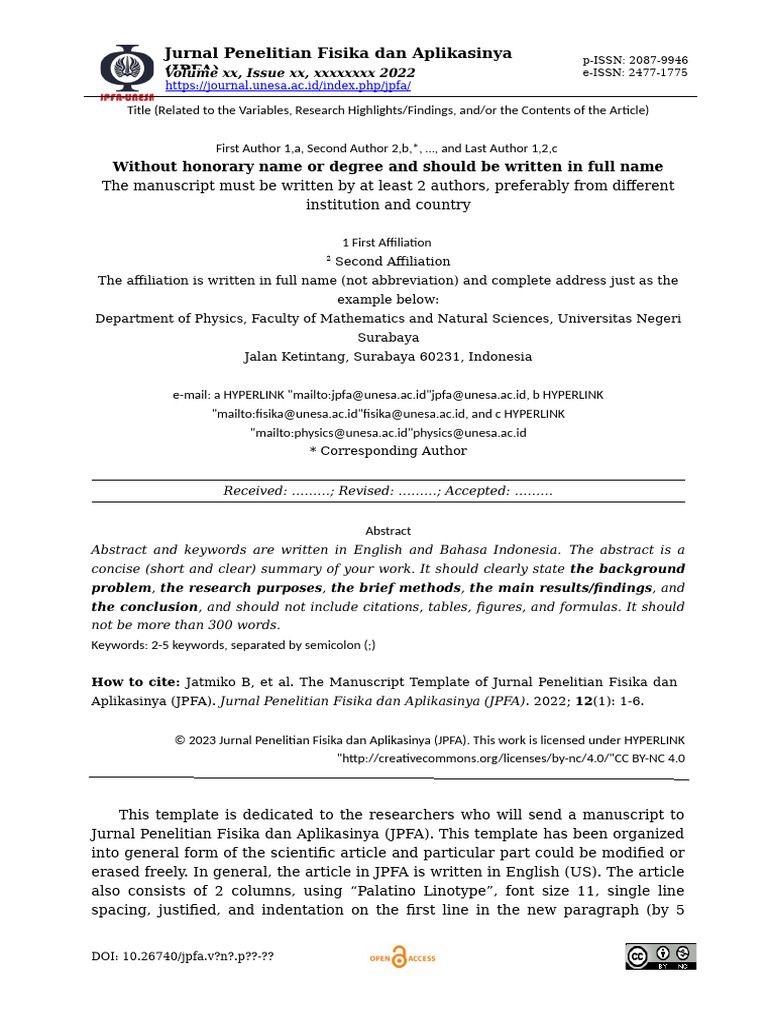 JPFA Manuscript Submission Guidelines | PDF | Data | Science