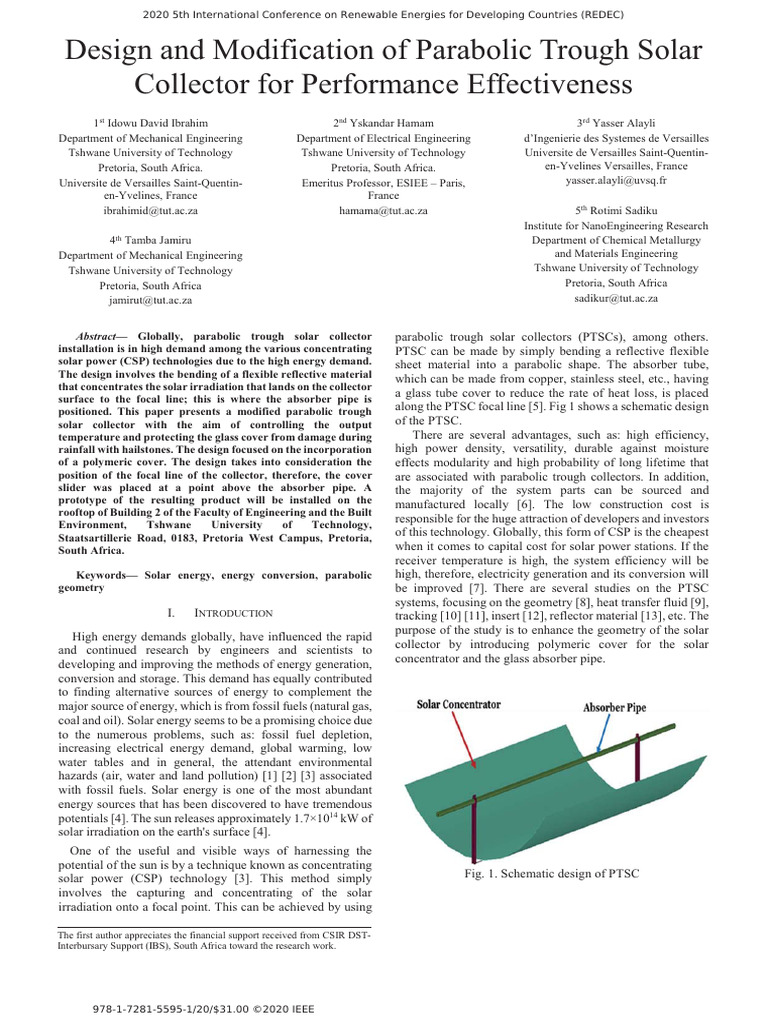 Design and Modification of Parabolic Trough Solar | PDF | Heat Transfer ...