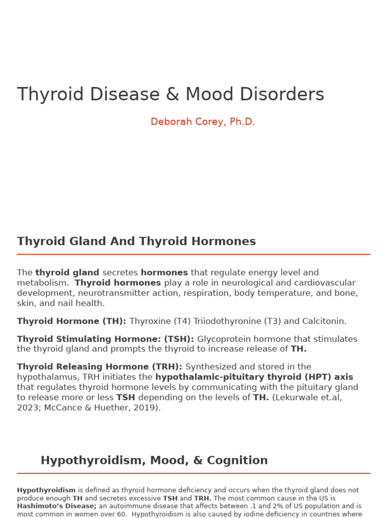 Thyroid Disease and Mood Disorders Insights | PDF | Hypothyroidism ...