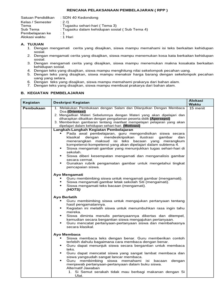 Kelas 2 Tema 3 | PDF