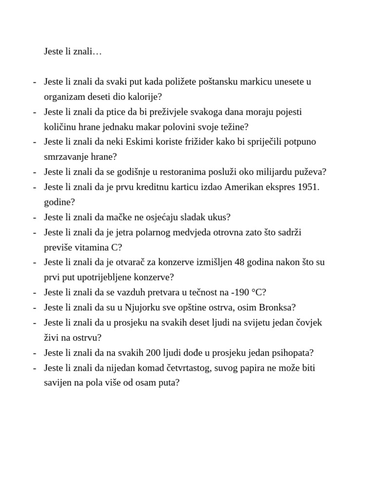 Jeste Li Znali | PDF