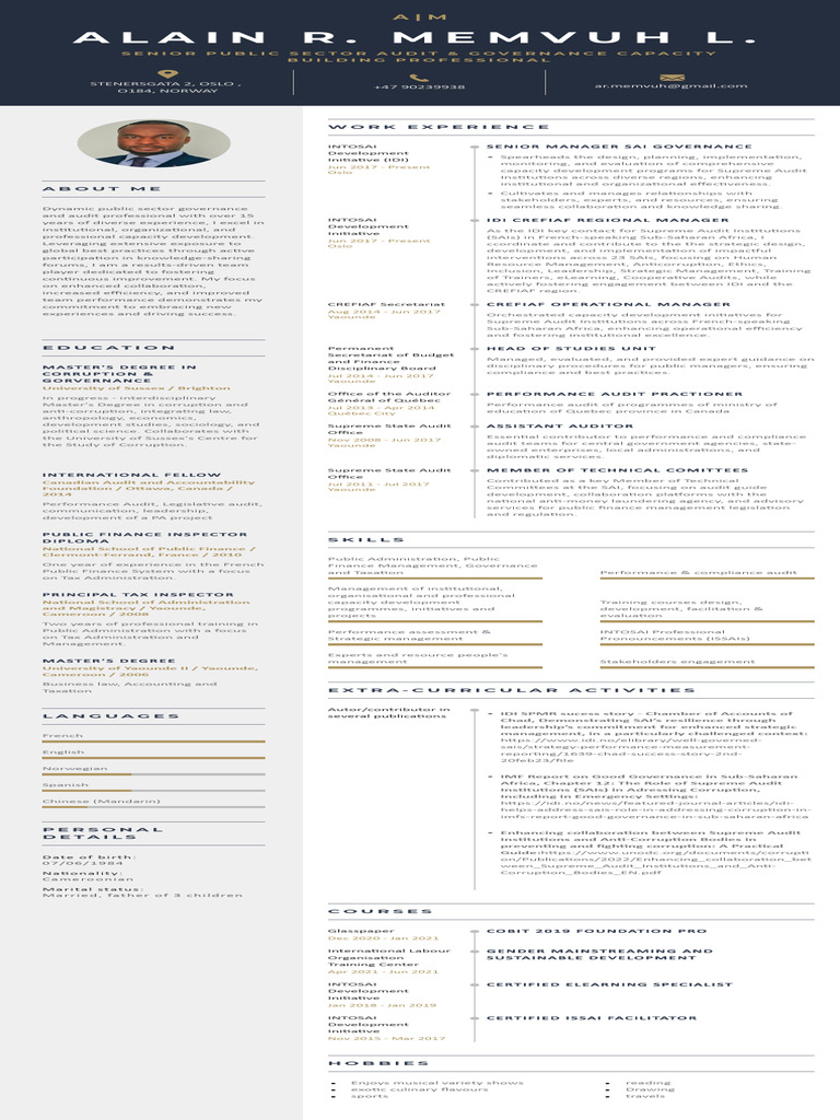 CV Alain Memvuh SEPT 2024 | PDF | Business