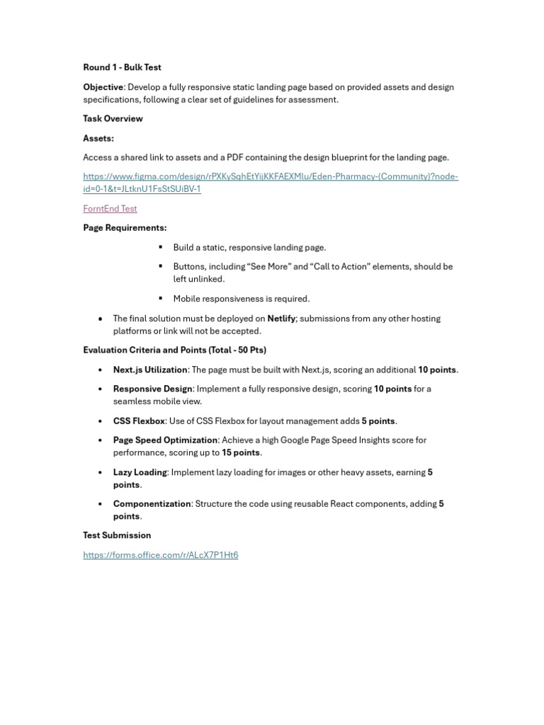 Frontend Test: Responsive Landing Page | PDF