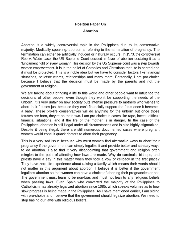 Pro-Choice Perspectives on Abortion in the Philippines | PDF | Abortion ...