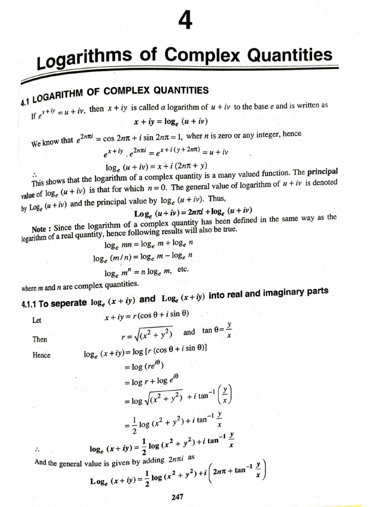 Logarithm of Complex Quantities | PDF