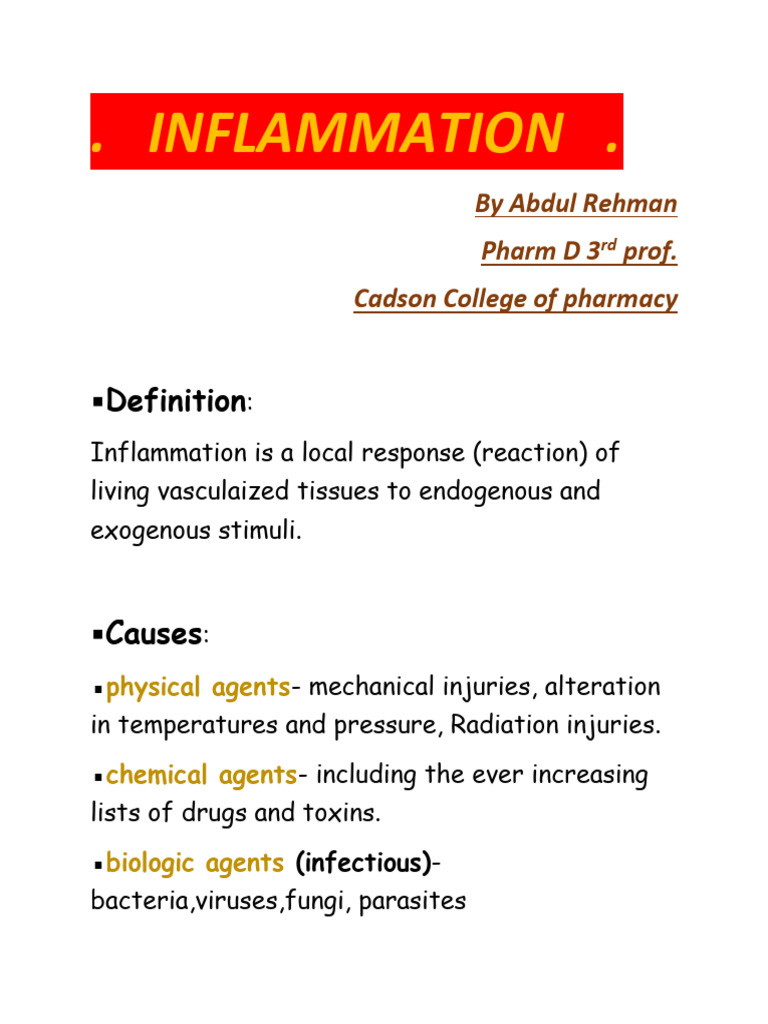 Inflammation by Abdul Rehman | PDF | Inflammation | Cell Adhesion