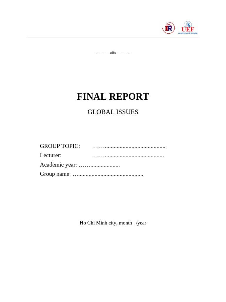 Bản Sao Của (Sample) Global Issues- Final Report | PDF