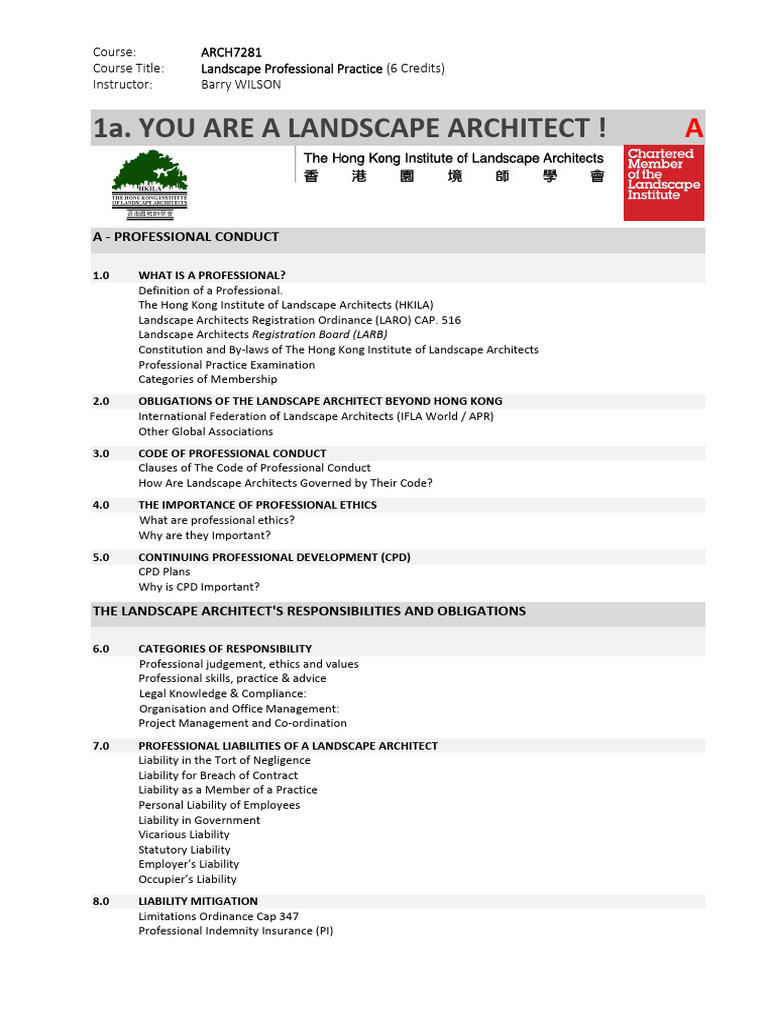 Landscape Architect Professional Practice | PDF